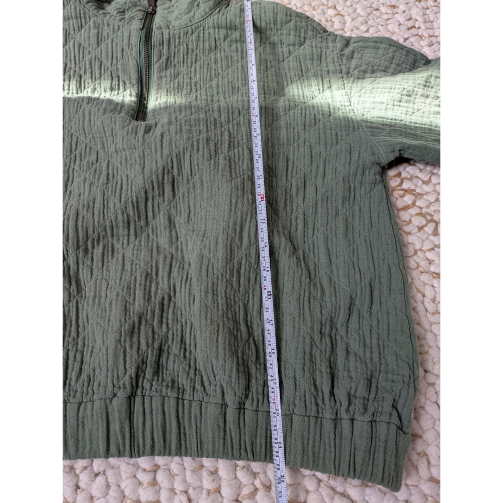 Madewell Olive Green Quilted Half-zip Top - Picture 7 of 14